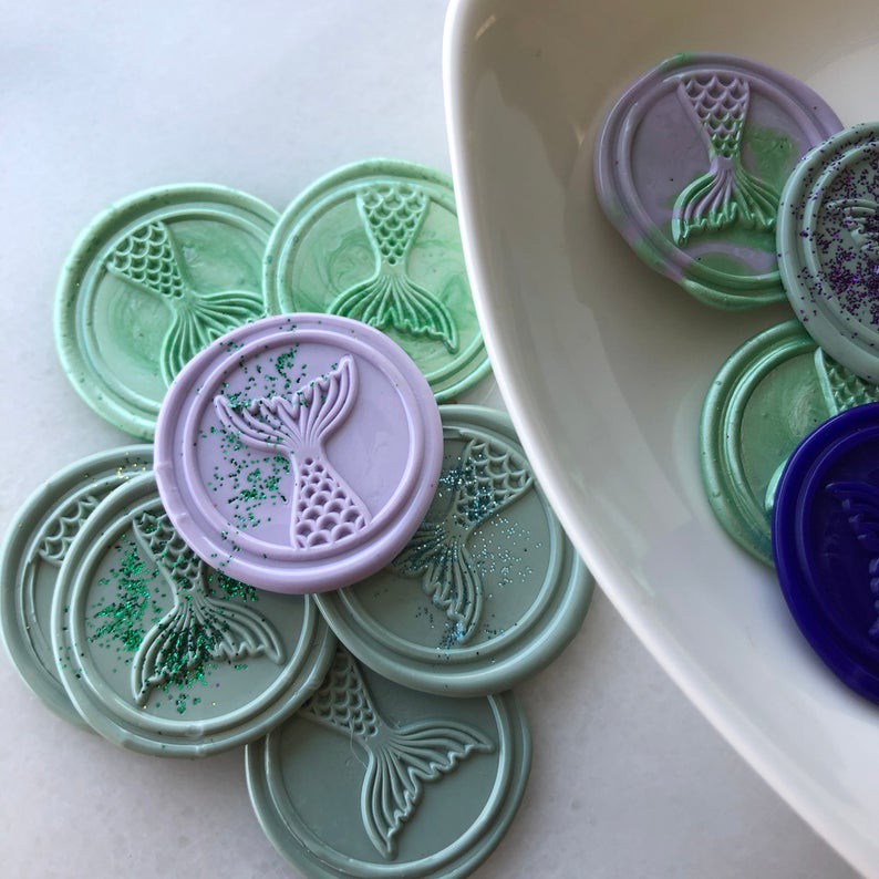 

CS Mermaid Wax Seal / Adhesive Wax Seals / Invitation Seals / Peel and Stick Wax Seals / Decorative