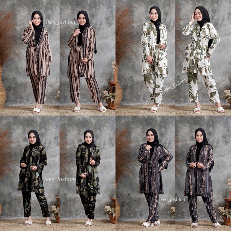 one set wanita cardigan gamis daily set wanita rayon viscose