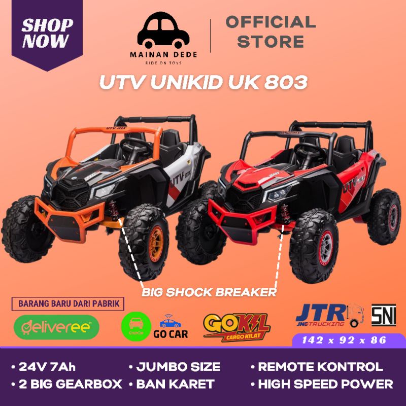 Mainan Mobil Aki Anak UK 803 Unikid UTV Ban Karet 24V JUMBO SIZE JEEP