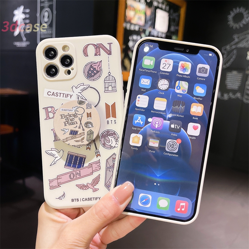 Anti-fall Case VIVO Y21 Y72 Y51 2020 Y12 Y30 Y53 Y91C Y91 Y20 Y12S Y17 Y93 Y50 Y20S Y51A Y30i Y12i Y15 Y95 Y11 Y20i Y90 Y91i U10 Y70 Y1S Z3 A5 A7 A5S A52 A9 A5 2020 Reno 4 Lite 4 F A93 A94 VIVO Y12 Y51 Y72 Y53 illustration Korea BTS Soft Case with holder