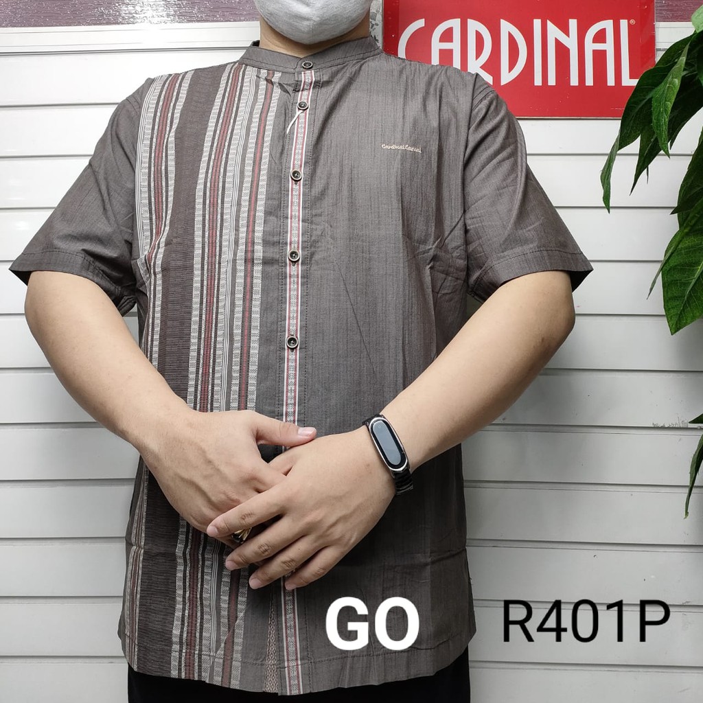 gof XL BIG SIZE CARDINAL KEMEJA KOKO Taqwa Pakaian Pria Original Baju Muslim Salur Lengan Pendek TBQ