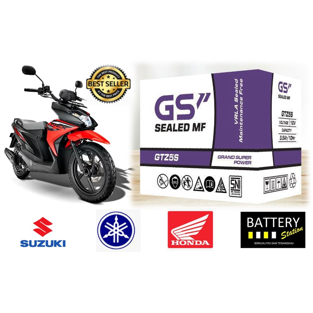 Aki Motor Honda Revo+New Revo 110  Gtz5s GS P aki kering mf Original