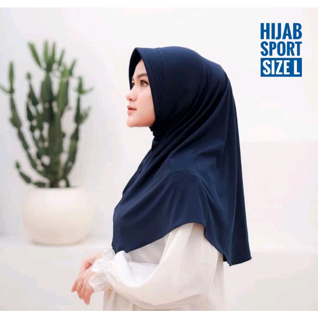 Jilbab Hamidah Sport Jumbo / Kerudung Volly Ukuran Besar / Hijab Instan Olahraga Size L