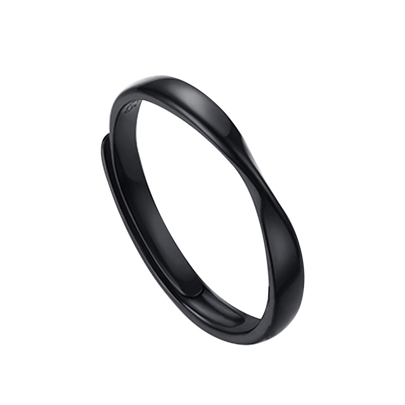Cincin Pasangan Model Terbuka Warna Hitam Putih Untuk Hadiah Ulang Tahun Pernikahan