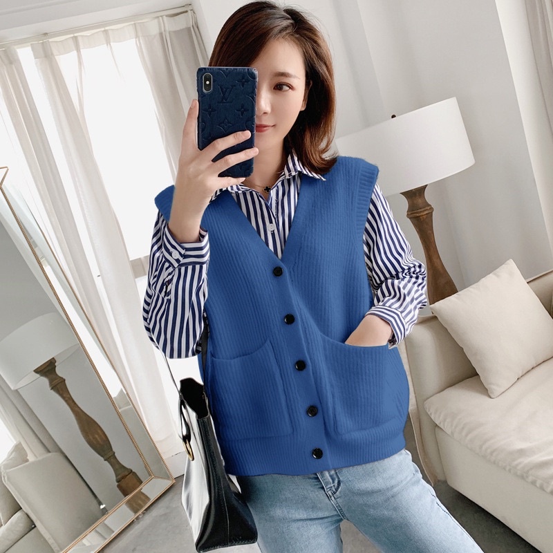 korean Woman Knit Vest / Outer Rajut Import Premium ( Rompi Rajut )