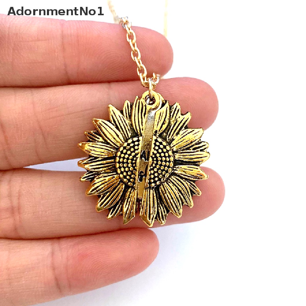 (AdornmentNo1) Kalung Rantai Dengan Liontin Bunga Matahari + Tulisan You Are My Sunshine Untuk Wanita