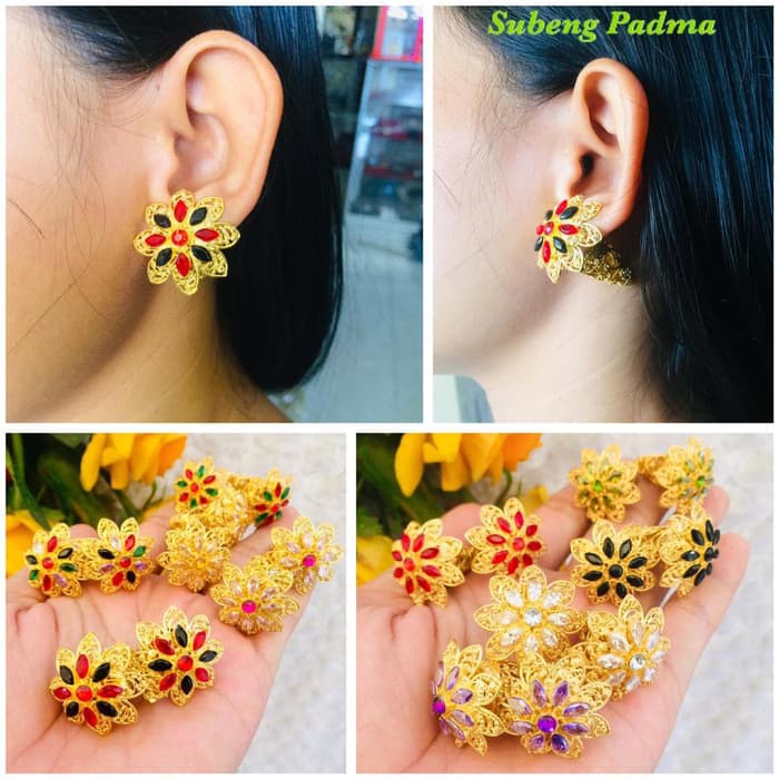 Shandra Jewelry - Subeng Padma Anting Alpaka Emas Kebaya Bali
