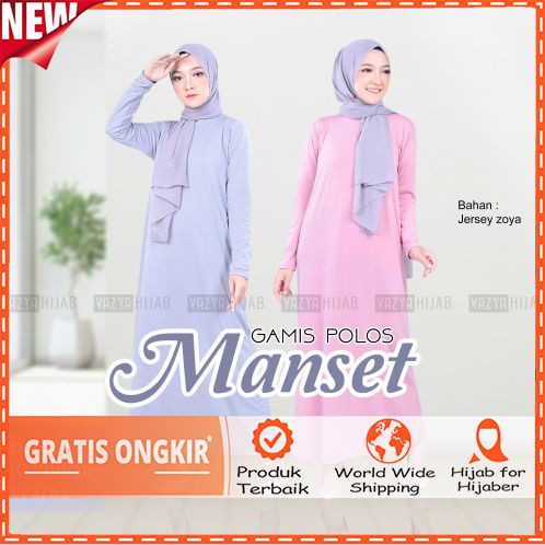 Manset Gamis Polos Bahan Jersey Zoya By Vazya Hijab Fashion Muslim Murah