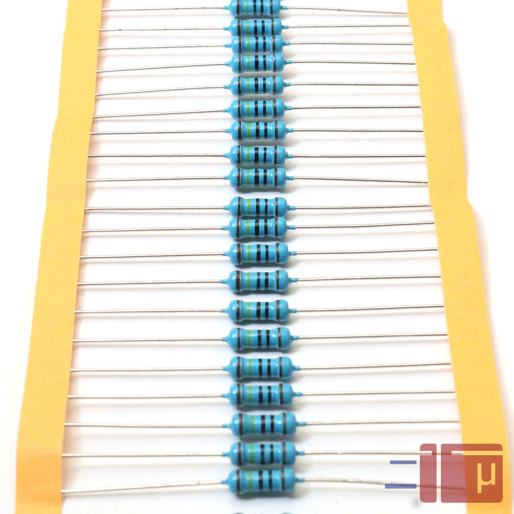 x10 Resistor 1m 1 mega 1/2W Metal Film 1% Taiwan Kaki Tembaga