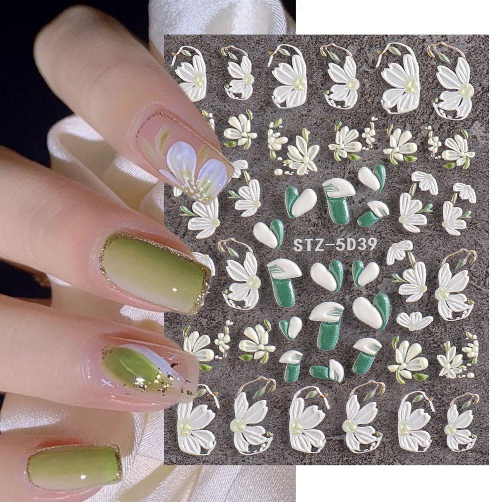 Top Stiker Kuku Self Adhesive Sliders Ukiran Relief Nail Art Sticker