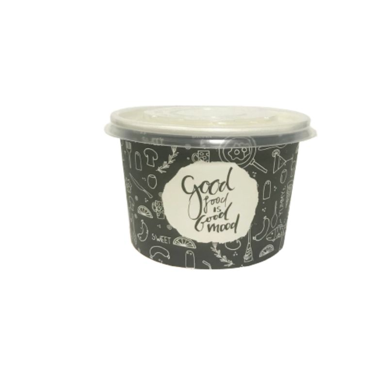 Paper Bowl 800ml Motif Good Mood Hitam