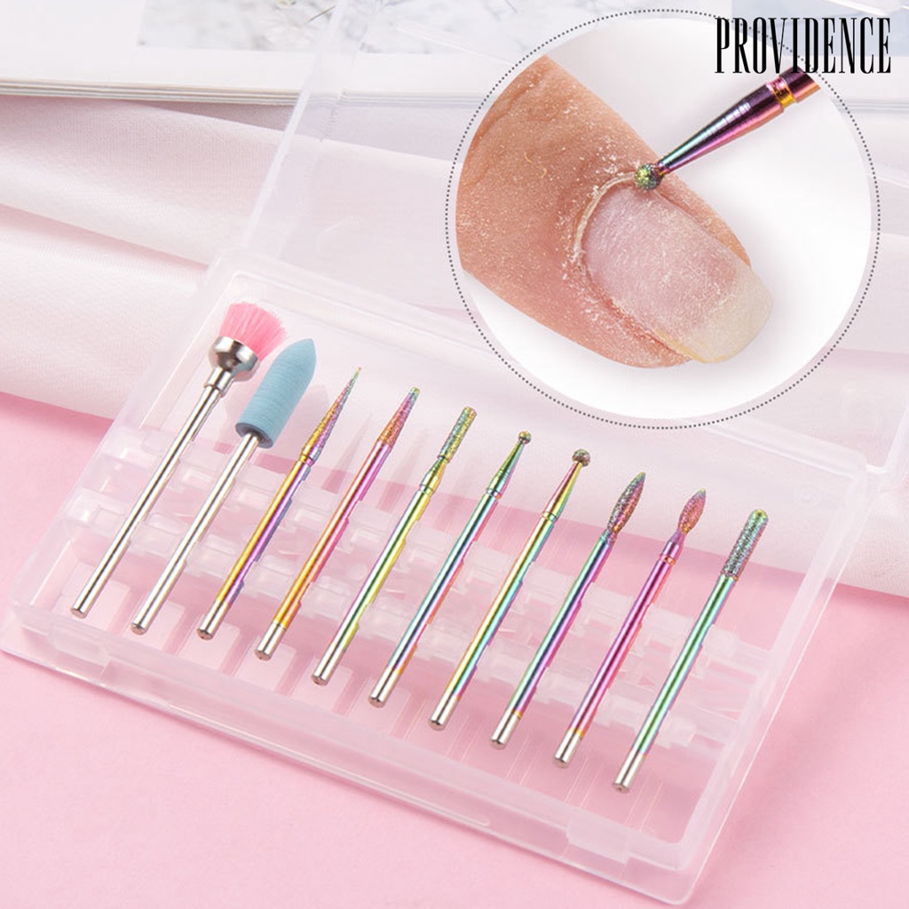 Providence 10Pcs/Box Manicure Polisher Universal High Strength Emery Nail Drill Bites Set for Women