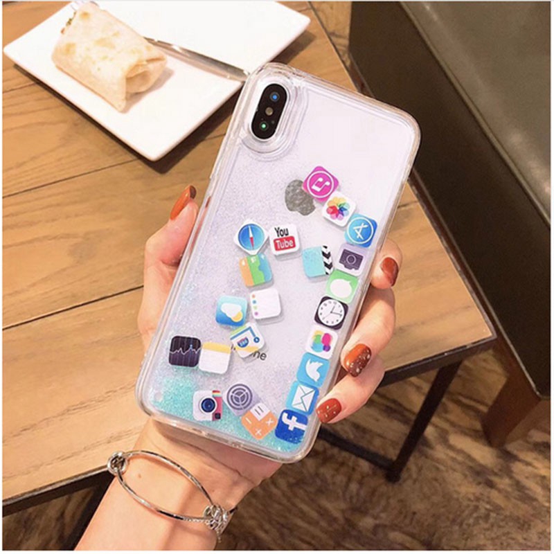 Casing Hard Case Quicksand Glitter Cair Untuk iPhone 12 Pro Max / X / XR / XS Max / 6 / 6S / 7 / 8 + / X / XR