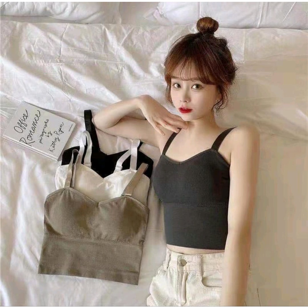 Nicebra Tanktop Bra Fashion Gym Bra Olahraga Push Up Wanita Tanpa Kawat Elastis Import 1061