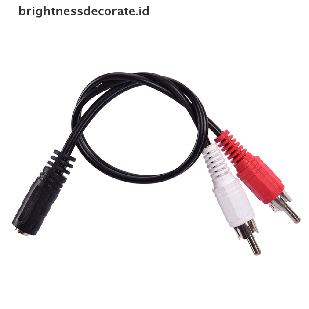 2-rca Male Plug Ke 3.5mm Female Aux Audio Jack Adapter Kabel Konverter Headphone (Id)