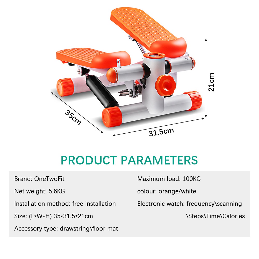 OneTwoFit Sport Mini Stepper Machine LCD Display Tangga Olahraga Gym Fitness Portable