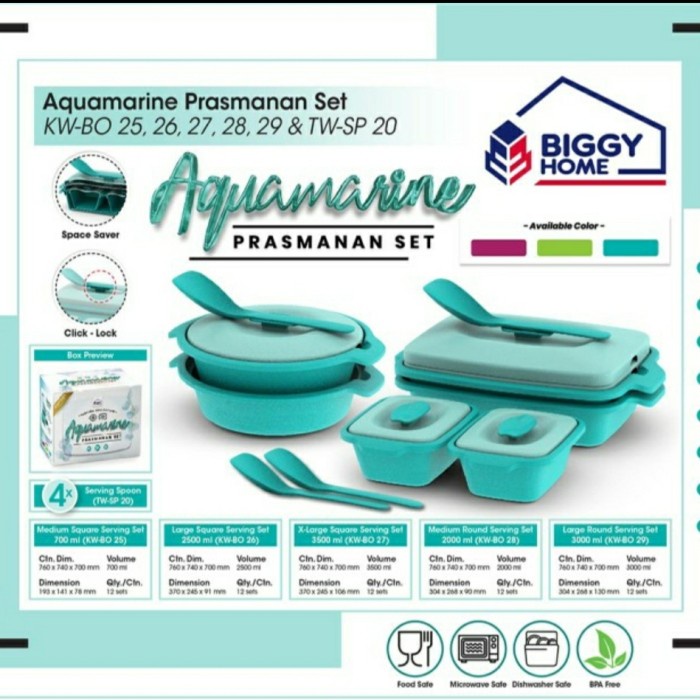 Saji Prasmanan - Prasmanan Set - Kotak#Tupperware Set Sayur Lauk Aquamarine Biggy Set