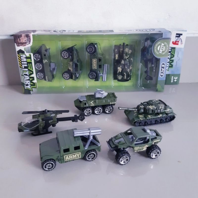 Diecast Set Kendaraan Tempur Alloy - Mainan Paket Miniatur Truk Militer