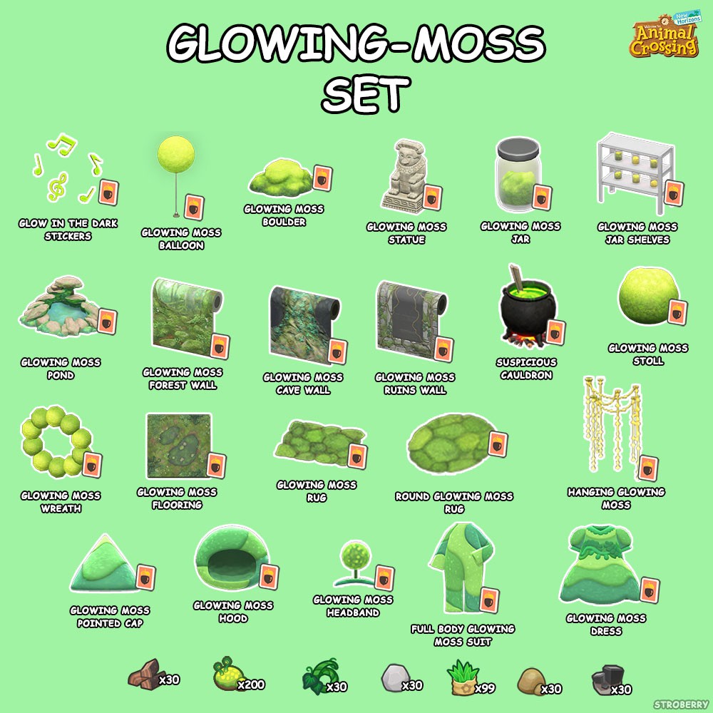 Jual Glowing Moss Set ACNH Animal Crossing Item Bells DIY | Shopee Indonesia