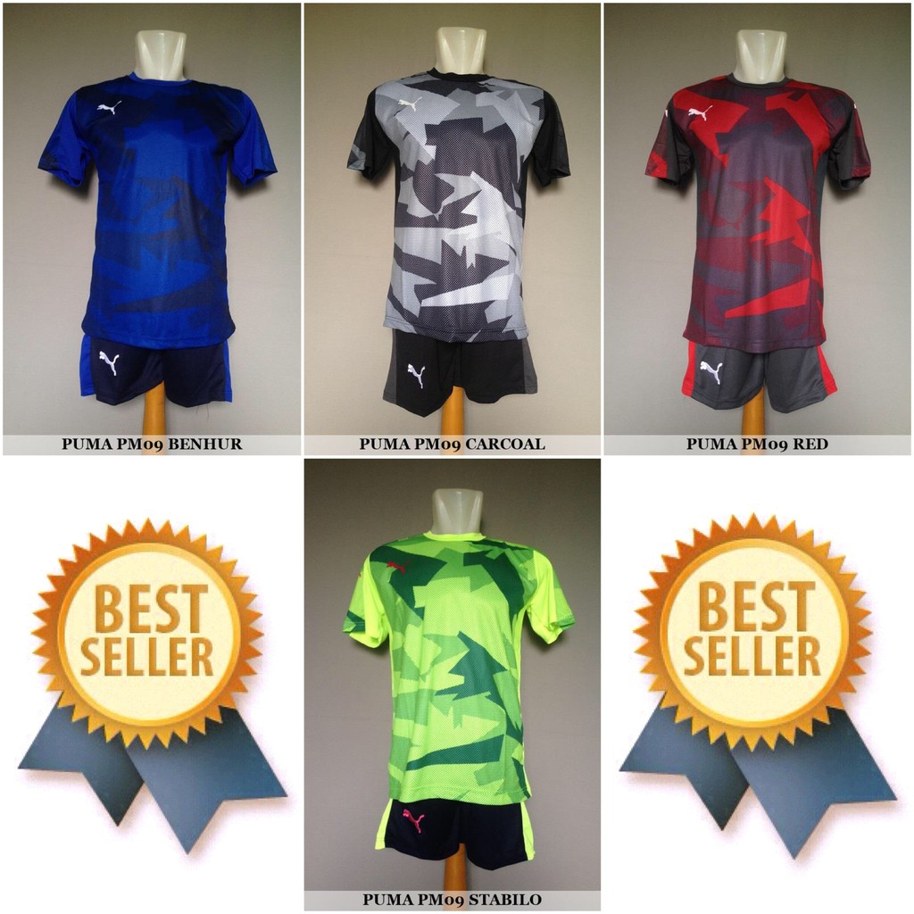 Setelan Futsal Sepakbola Puma PM09 Baju Kaos Jersey Bola Celana