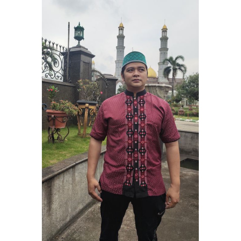 BAJU KOKO TANGAN PENDEK WARNA SUTRA JAGUART MURAH ll BAJU MUSLIM 01