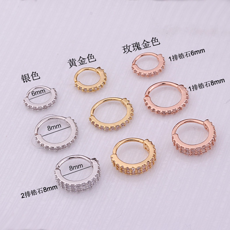 1 Pcs Korean Simple Style Solid Color Round Shape Copper Zircon Earring for Women Valentines Day Present