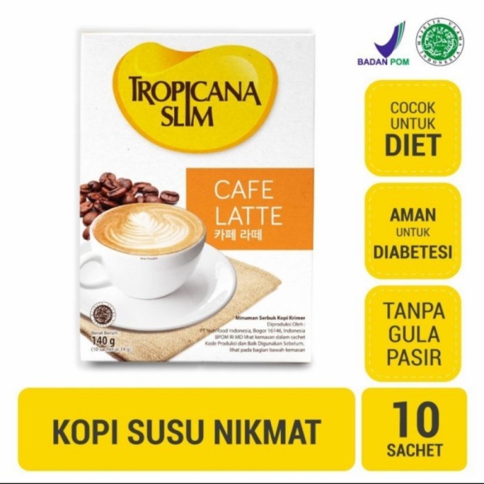 

ds011css Tropicana Slim Cafe Latte 10 Sachet / Kopi Diet Sugar Free Ds20X11
