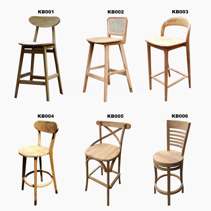 Kursi Bar Kayu & Rotan Minimalis Modern Stool Tinggi Bulat untuk Cafe