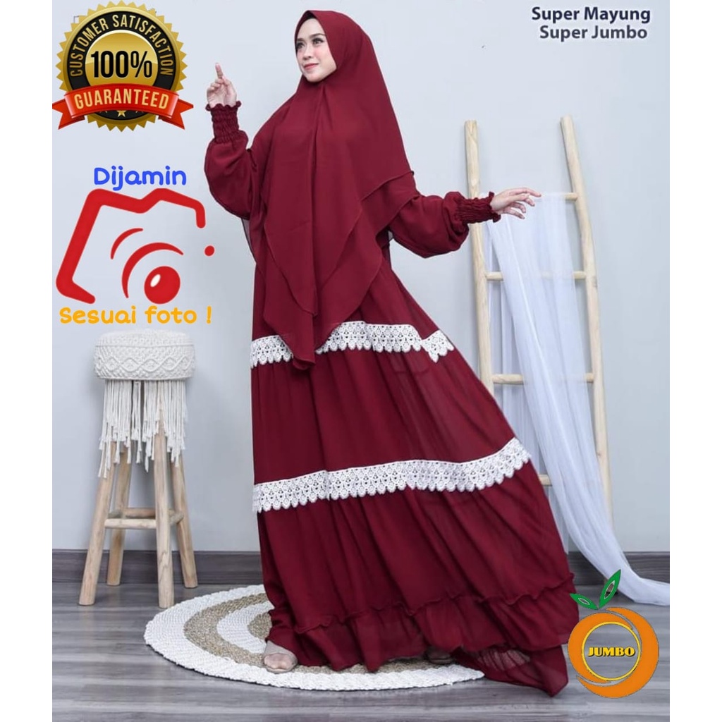 Gamis Syari Jumbo LD 130 SOHRA Maxi Terusan Dress Wanita Muslim Fashion Bahan Ceruty Babydoll Polos 
