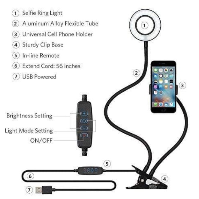 LAZYPOD RINGLIGHT 3 IN 1 HOLDER HP UNTUK SELFIE VLOG YOUTUBE MURAH