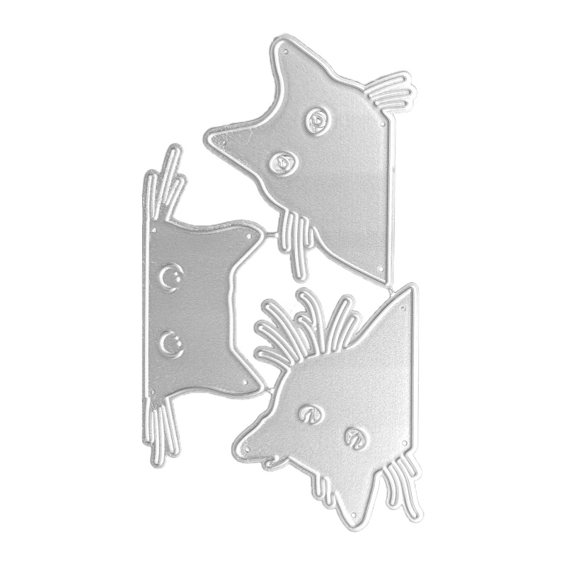 Cetakan Stensil Cutting Dies Motif Hewan Kucing Lucu Bahan Metal Untuk Scrapbook / Craft DIY / Embossing