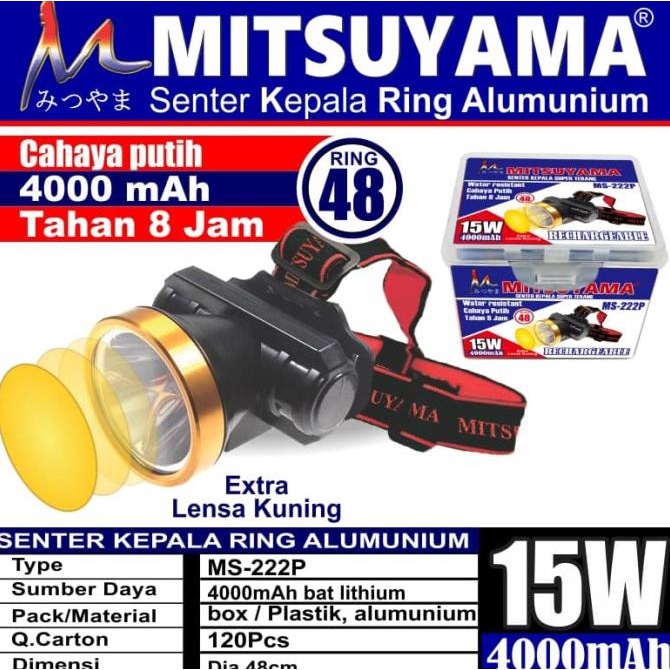 Aman Senter Kepala Led Putih Mitsuyama Ms-222P Sale