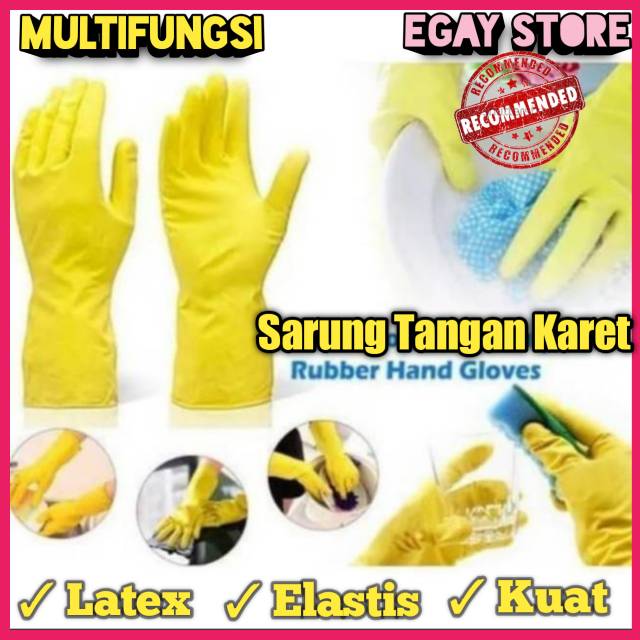 Sarung Tangan Karet Latex Panjang Cuci Piring Gloves Silikon Rubber Kuat Multifungsi Anti Air