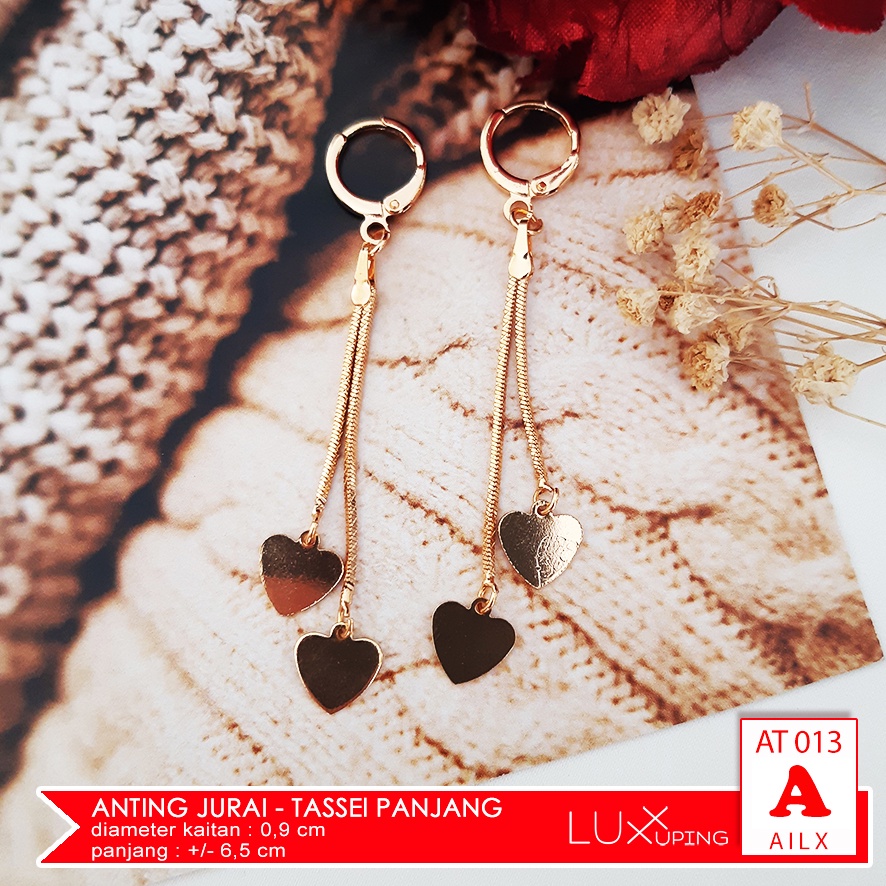 AT 013 Anting Jepit Wanita Model Jurai Panjang Perhiasan Lapis Emas 18K Anting Xuping Murah Luxx Xuping