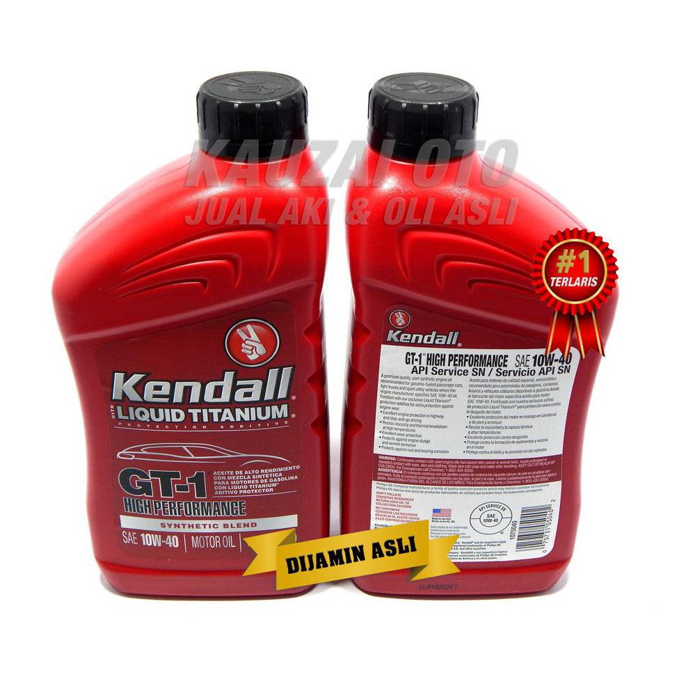 Promo Kendall Gt1 High Perfomance - Sae 10W-40 - Kemasan 946Ml - Beli 4 Botol Gratis 1 Filter Oli