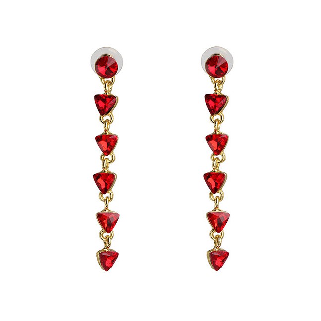 LRC Anting Tusuk Fashion 529 Triangle Geometric Long Version With Diamonds Earrings D66028