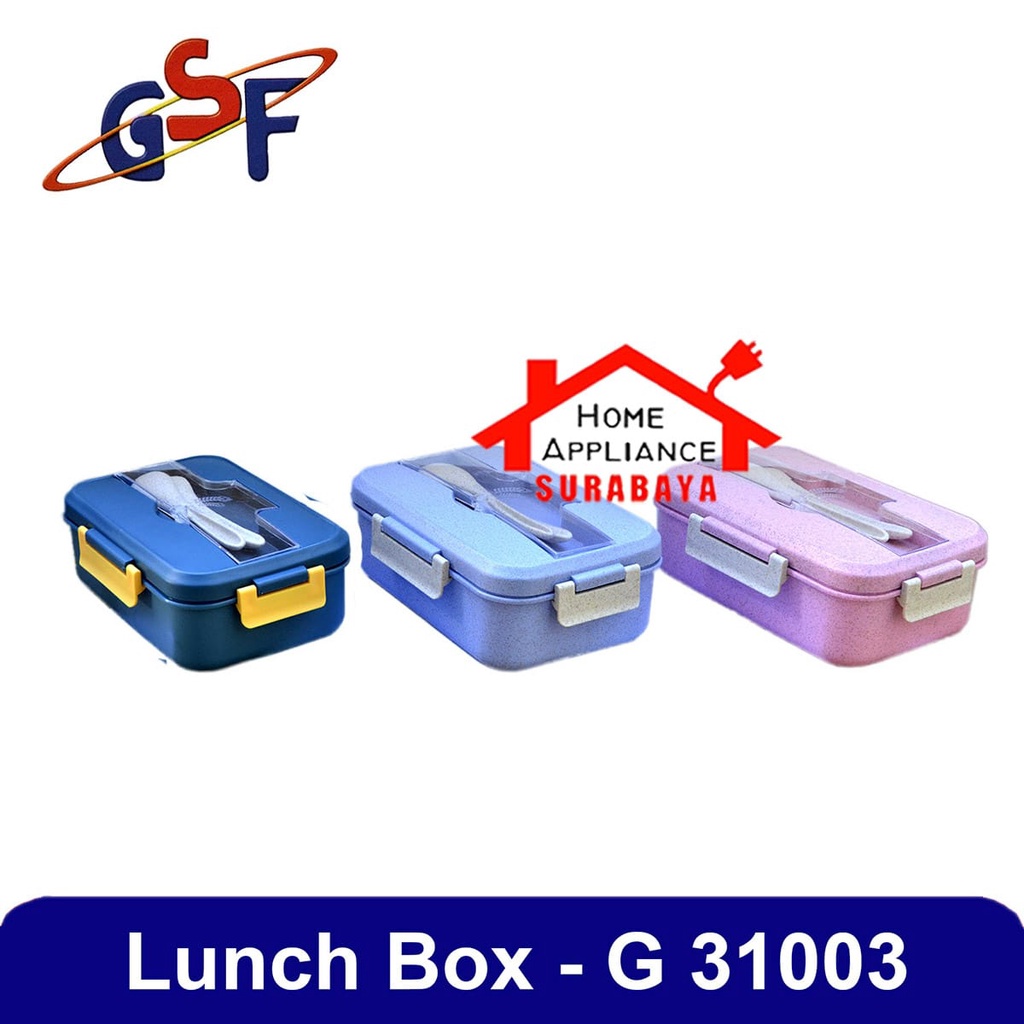 Lunch Box Set Sekat 3 Kotak Tepak Bekal Makan Wheat Straw - Gandum Free Sendok Garpu Set GSF 31003 / GSF 3103