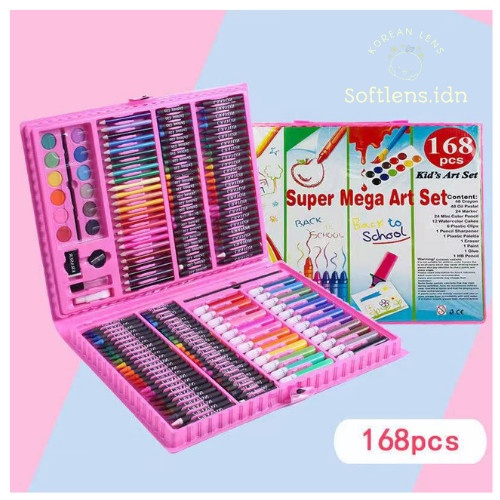 

Crayon 168 PCS Set Alat Gambar Alat Tulis & Lukis Menggambar Melukis - Pink