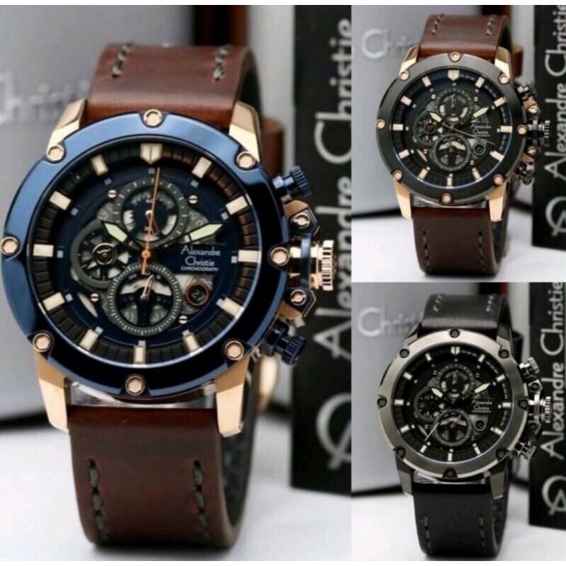 Alexandre Christie 6564 pria original AC6564 Jam ac kulit ac6564 ac6416