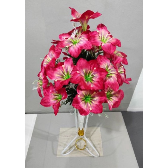 (Bunga saja) Bunga artificial anthurium, Amarilis, Aron panda, Bunga Lilly bunga sudut-Amarilis pink fanta