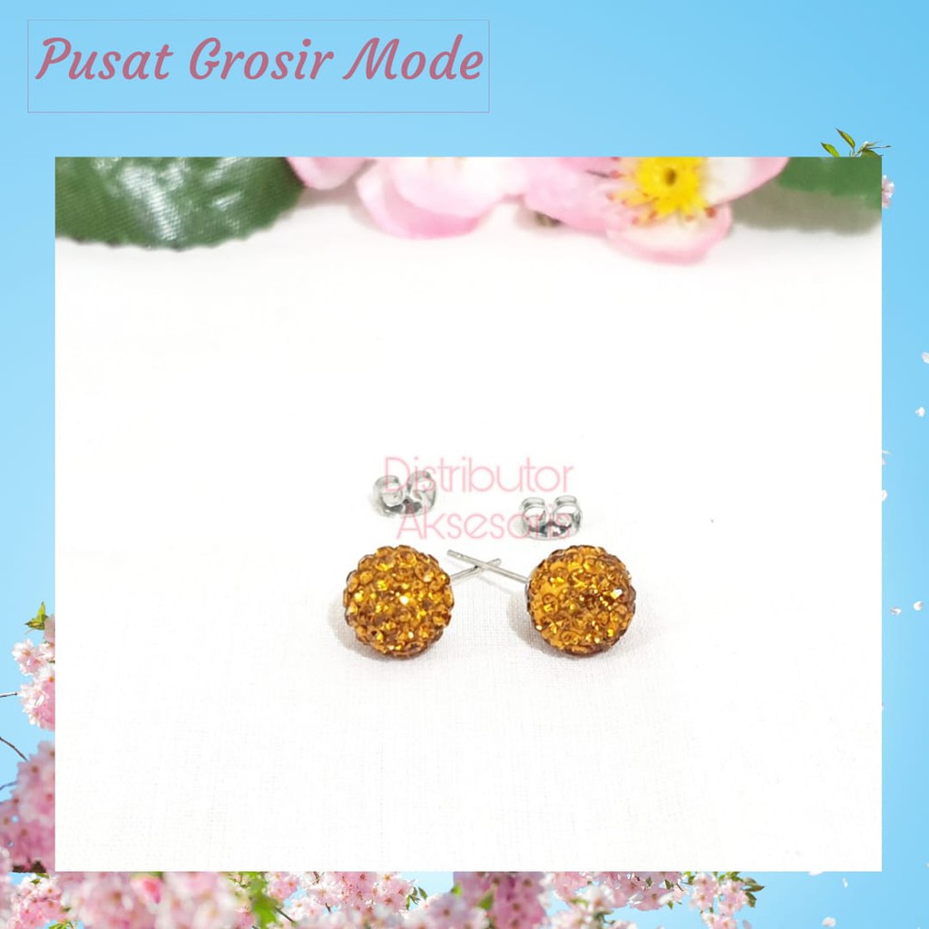 Anting Crystal Gold Blink Titanium ANTI KARAT SELAMANYA PGM AT40