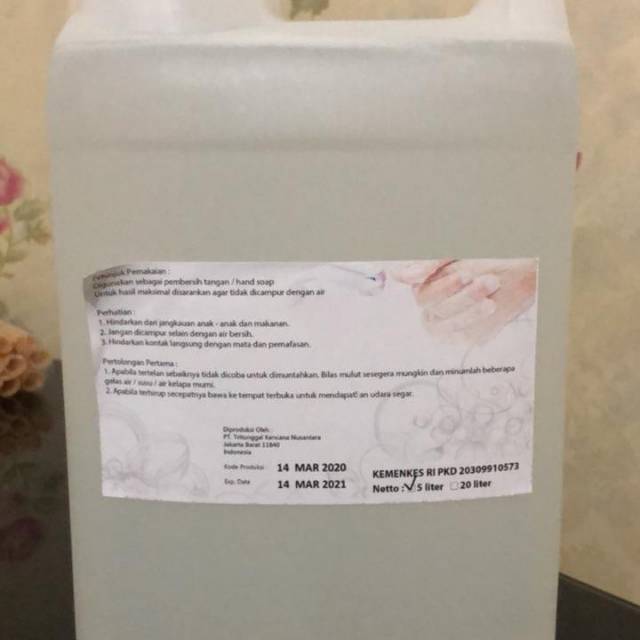 Hand sanitizer 5 liter / hand sanitizer gel 5 liter / pembersih tangan dari virus / anti virus spray