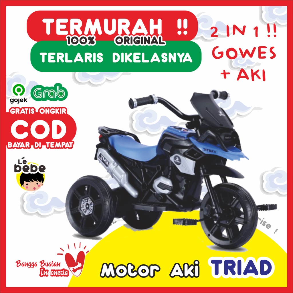 Sepeda Motor Aki Mobil Aki Anak EXOTIC MOTOR TYPE 2214 AKI Baterai Mainan Anak Tricycle EMT-2214 Mur