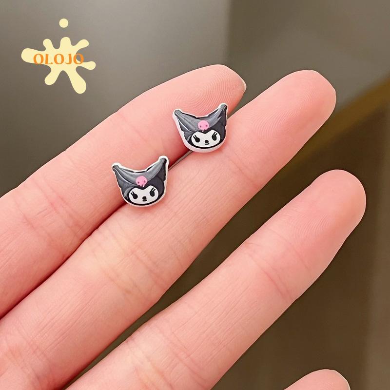 Anting Hypoallergenic Desain Kartun Cinnamoroll Dog Kitty Melody Kuromi Untuk Pelajar