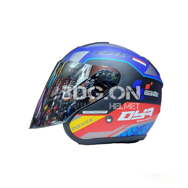 Helm DYR OSAKA KYOTO Motif MANDALIKA HITAM DOFF Paket Kaca Venom Iridium