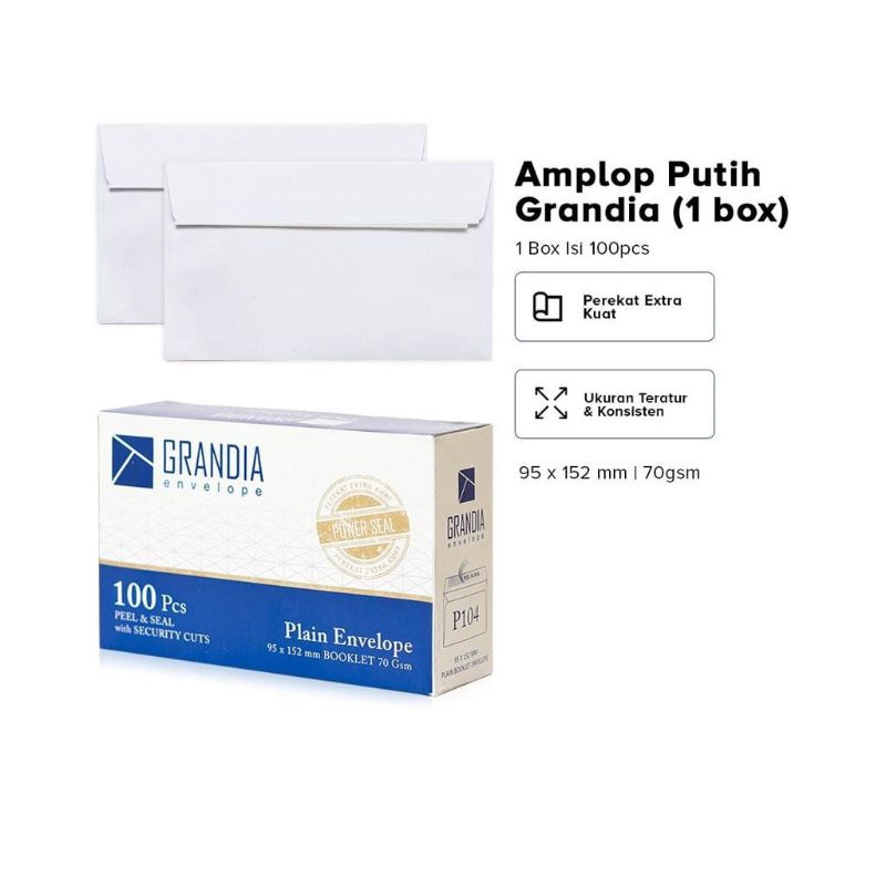 

Amplop Putih Grandia 104 Polos ( 1ktk/100lbr )