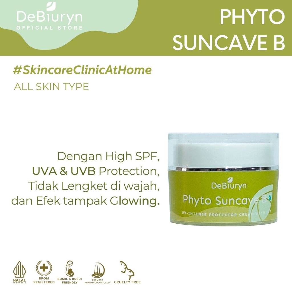 Debiuryn Phyto Suncave B - UV - Intense Protector Cream - SPF 30 - Sunscreen - Sunblock - Tabir Surya - Tirai Matahari Wajah - 10gr