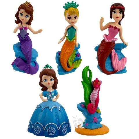 Sofia The First Mermaid Figure Set isi 5 Mainan Pajangan Miniatur Hiasan Topper FG336
