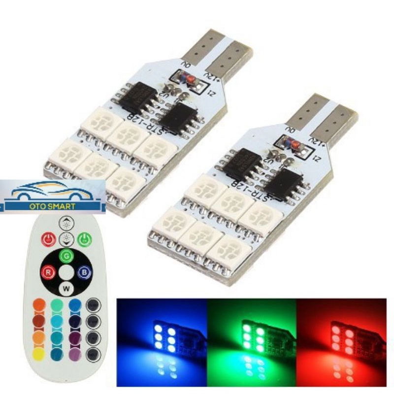 LAMPU LED SENJA KOTAK T10 5050 HIGH QUALITY RGB REMOT 12 SMD &amp; 6 SMD MOBIL