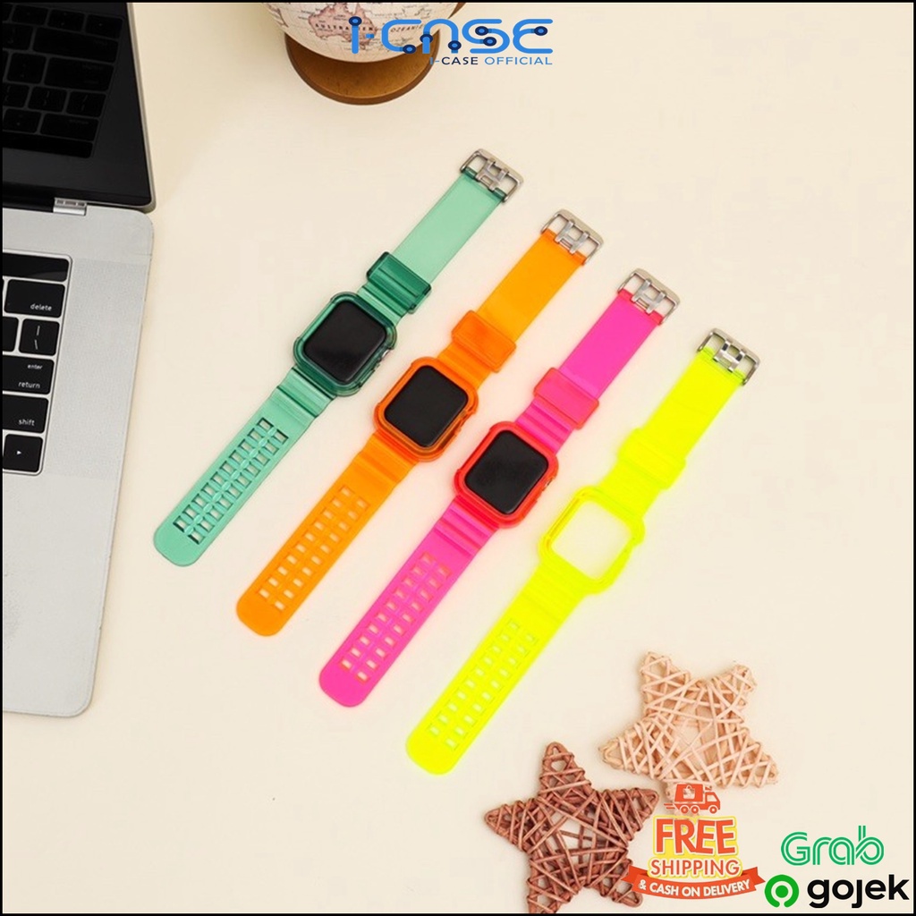 (HANYA TALI) TRANSPARANT NEON STRAP WATCH 38 42 MM